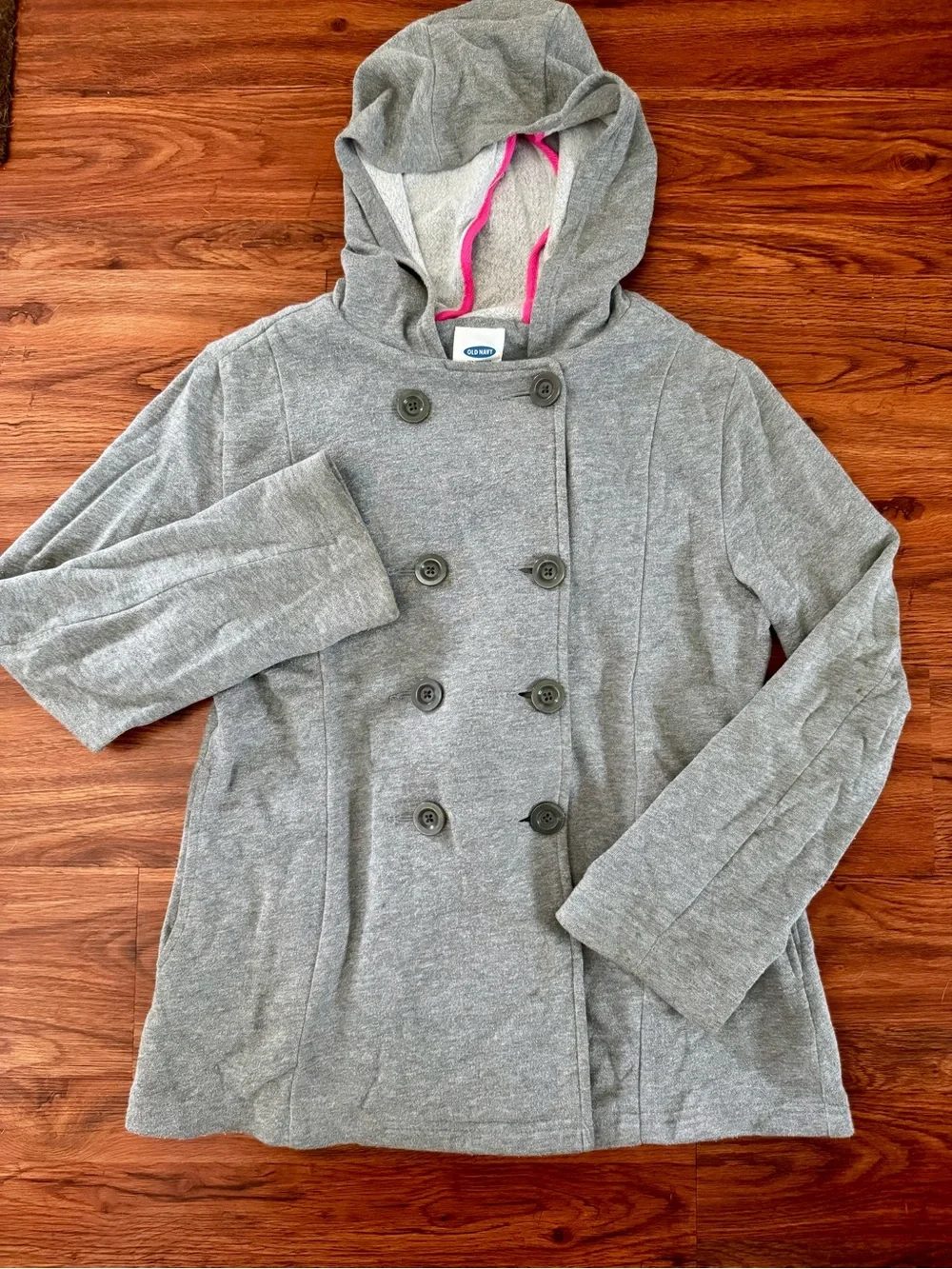 Old Navy Hooded Peacoat Knit Double-Breasted Lightweight but Cozy